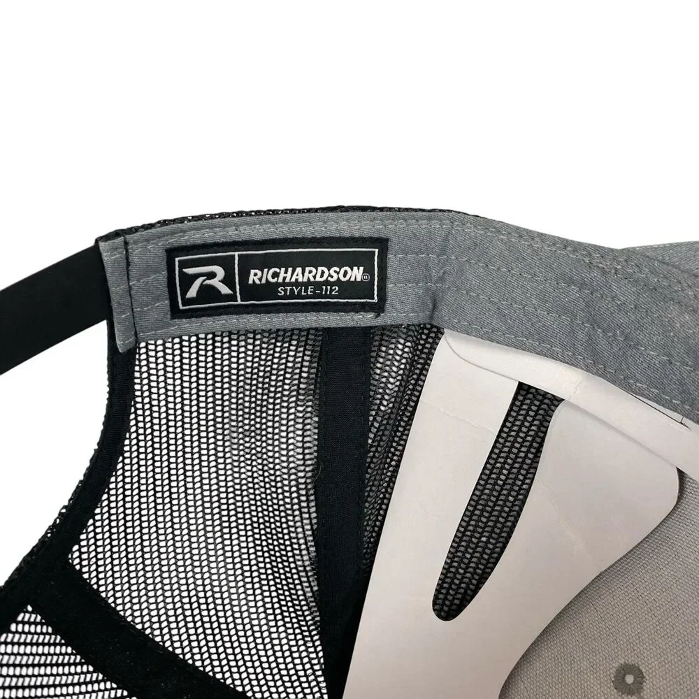 Ride PNW Motorcycle Richardson 112 Trucker Hat Gray Mesh Leather Patch Snapback